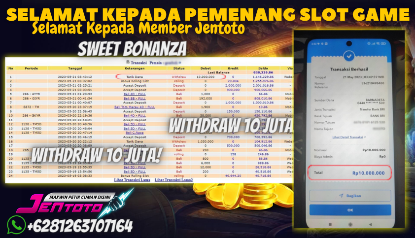 Bukti JP Slot Pragmatic Play Jentoto - Sweet Bonanza