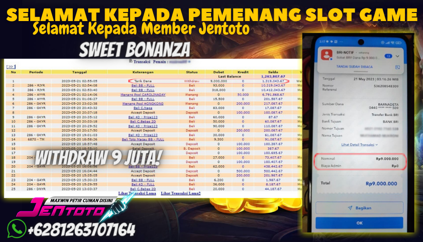 Bukti JP Slot Pragmatic Play Jentoto - Sweet Bonanza