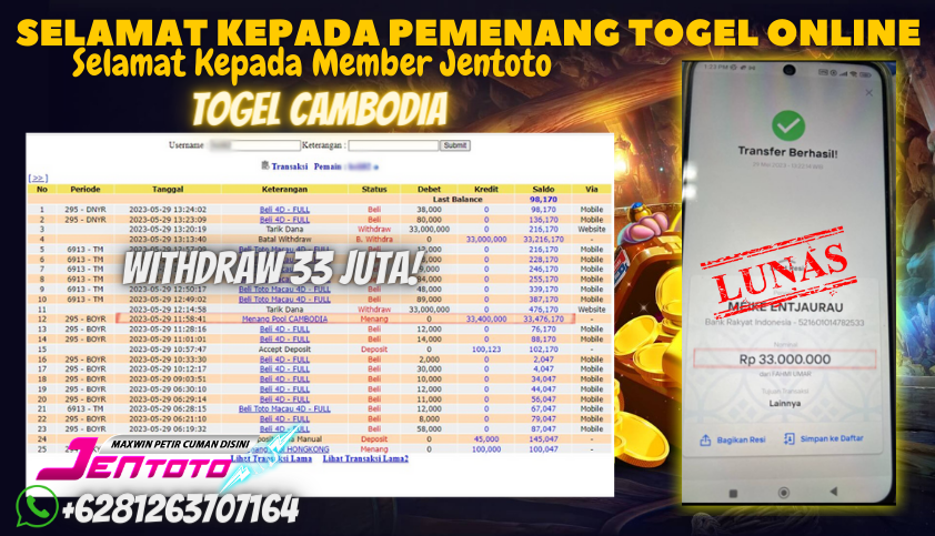 Bukti JP Togel Online Jentoto - Togel Cambodia