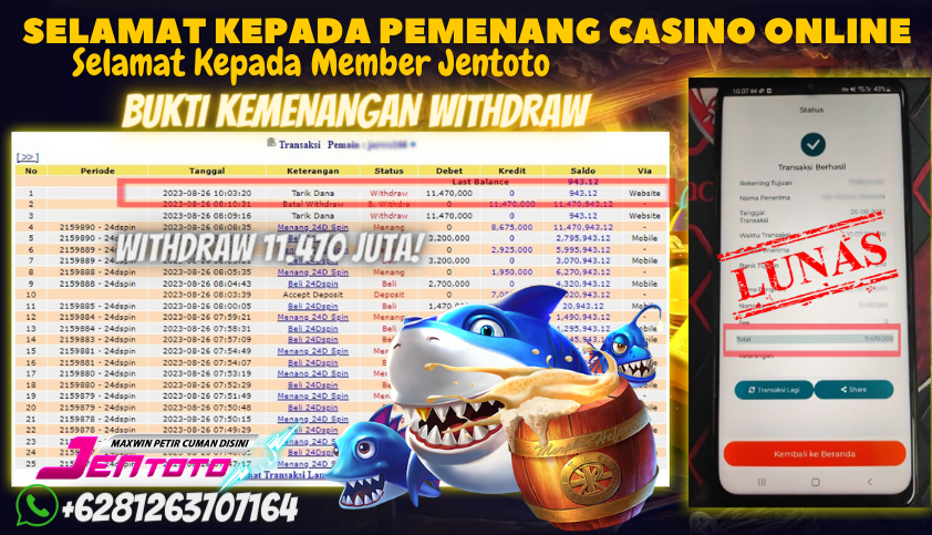 Bukti JP Live Casino Jentoto - 24D Spin